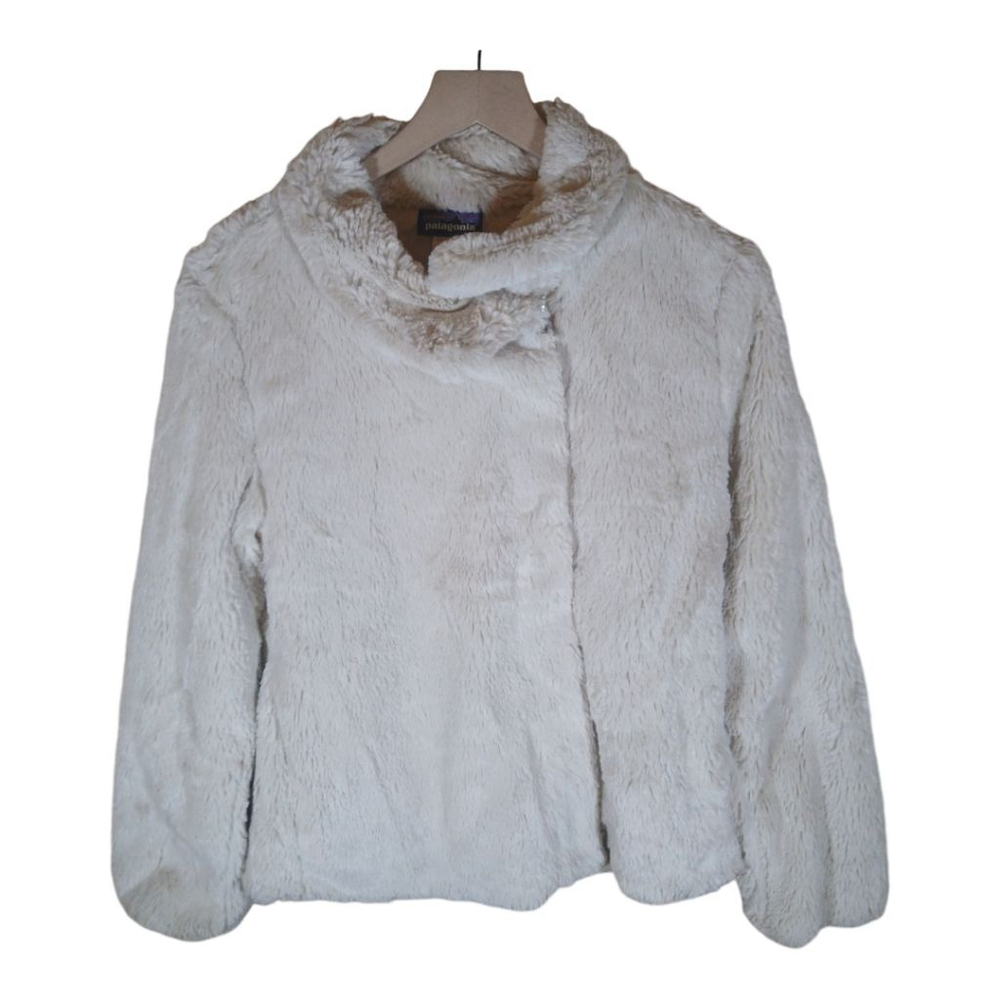 Patagonia Womens Faux Fur Fleece Jacket White Size Medium Soft Warm Casual